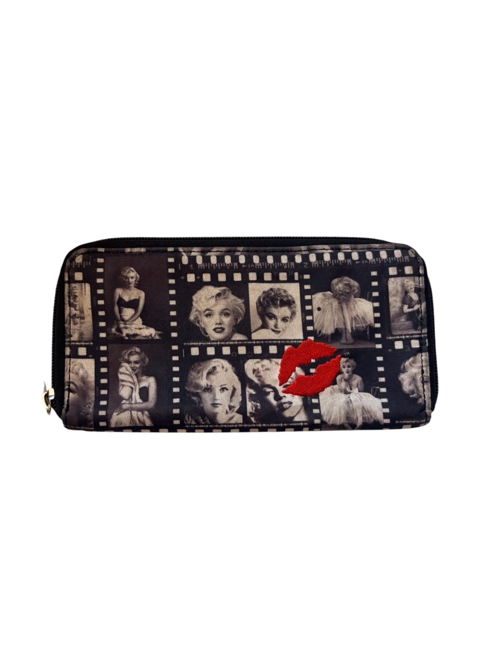 Marilyn Monroe Print Wallet with Red Lip Accent